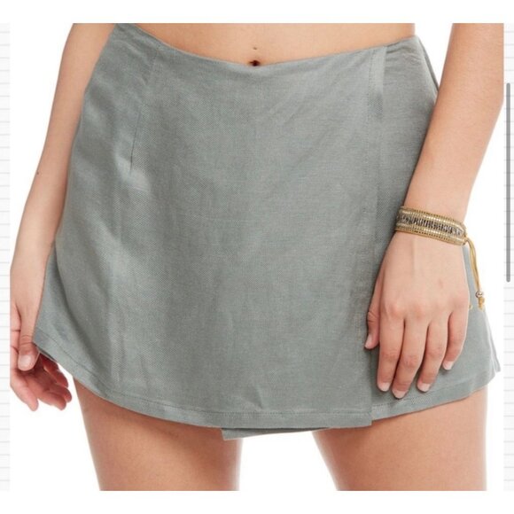 Chaser Sage Green Linen Asymmetrical Skort NWT S - Picture 6 of 13